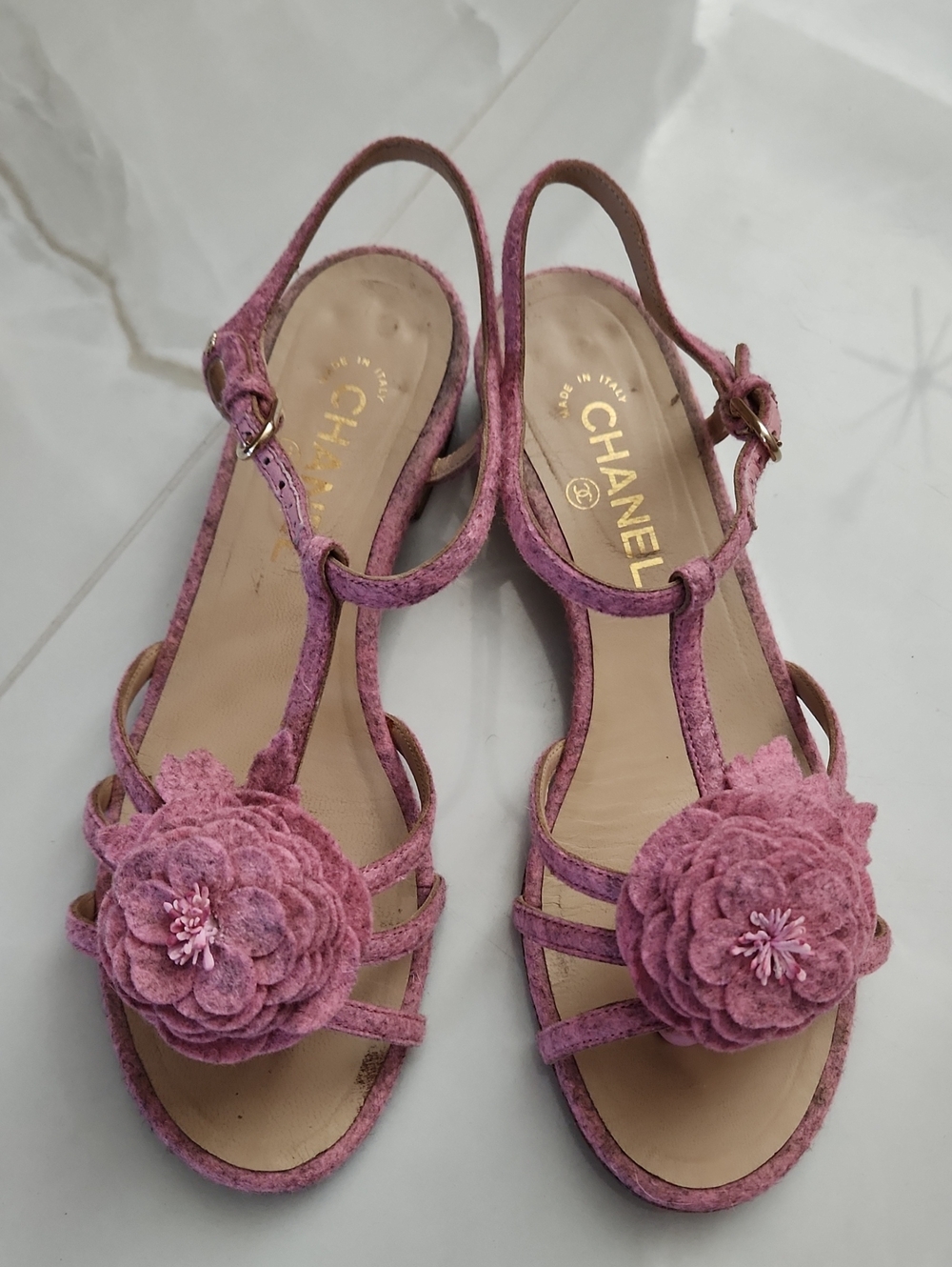 Chanel Chine Felt Pink Sandals Size 40 ( US 10) - Picture 14 of 14